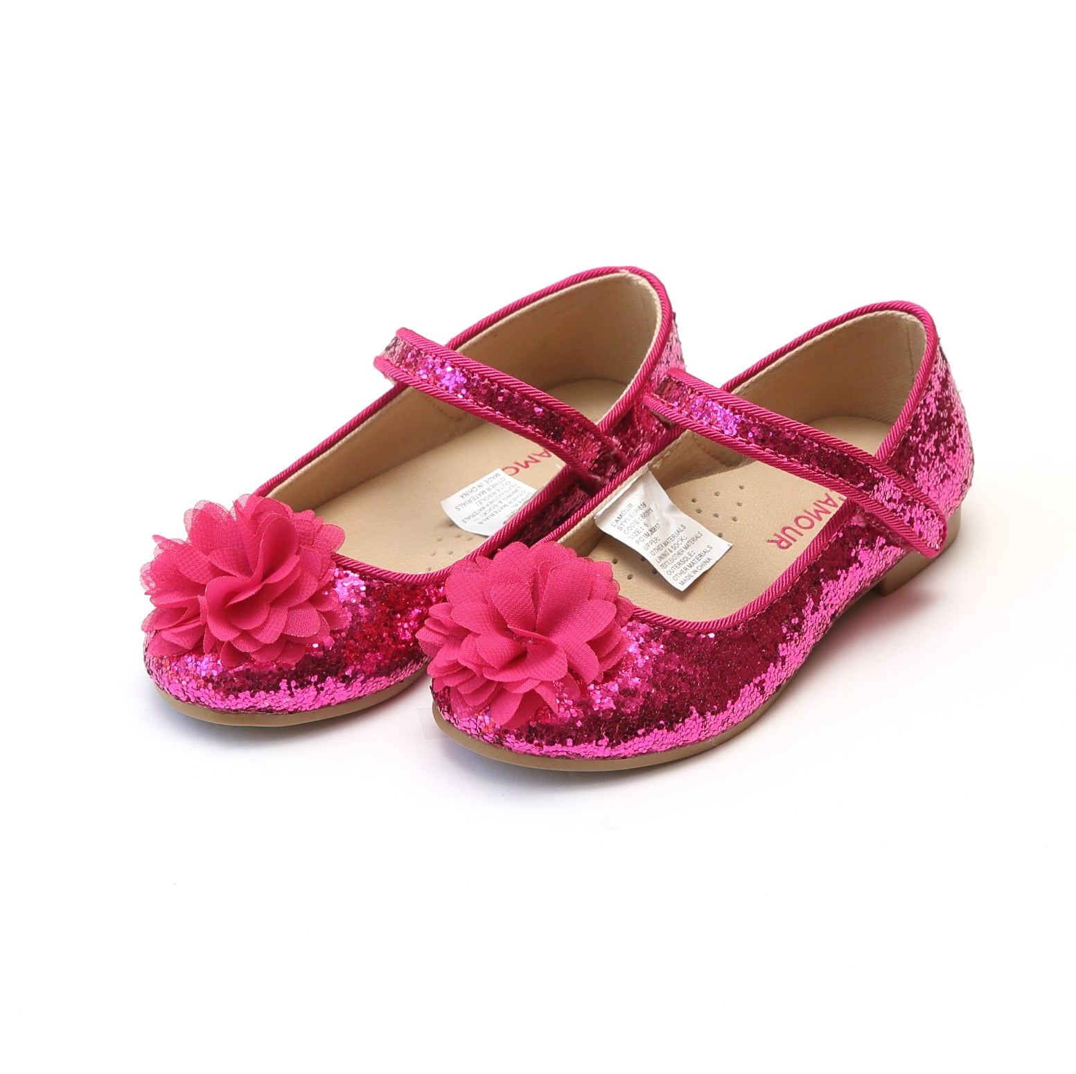Alice Girl's Sparkly Glitter Flower Flat – L'Amour Shoes