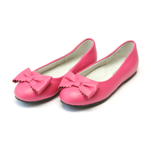 Irina Scalloped Bow Leather Ballet Flat - L'Amour Flats