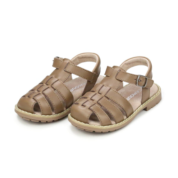 Leather Sandals with Touch-Fasteners, for Baby Boys - brown medium