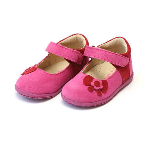 Nicoline Fuchsia Leather Flower Bow Cut Out Sporty Mary Jane - L'Amour Mary Janes