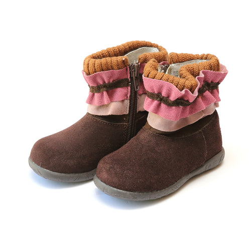Rita Knit Collar Nubuck Leather Boot - L'Amour Boots