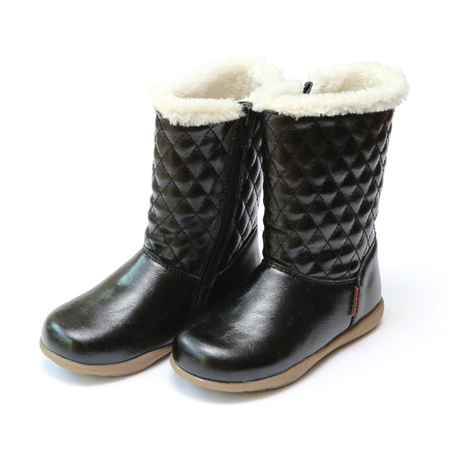 Ebba Quilted Faux Fur Winter Boot - L'Amour Shoes