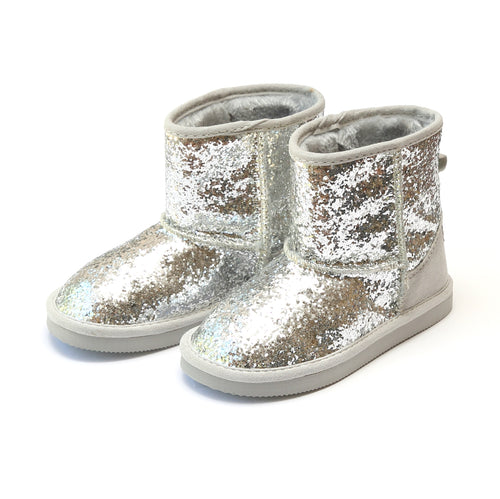 Glinda Girl's Silver Sparkly Glitter Boot - L'Amour Boots