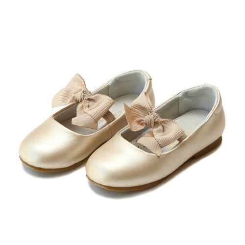 Toddler Girl's Easter Flats - Pauline Special Occasion Champagne Bow Flat - L'Amour Shoes