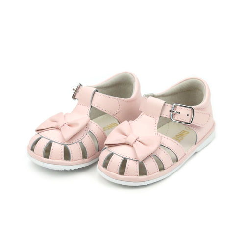 Nellie Baby Bow Sandal - Girl's Pink Sandal - Angel Baby Shoes 