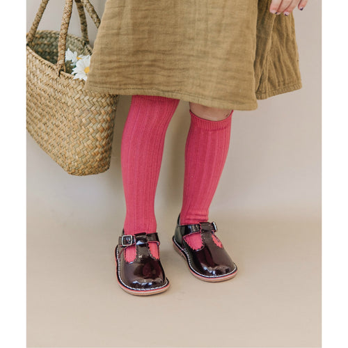 L'Amour Toddler Girls Cherry Ribbed Knee High Socks - L'Amour Shoes